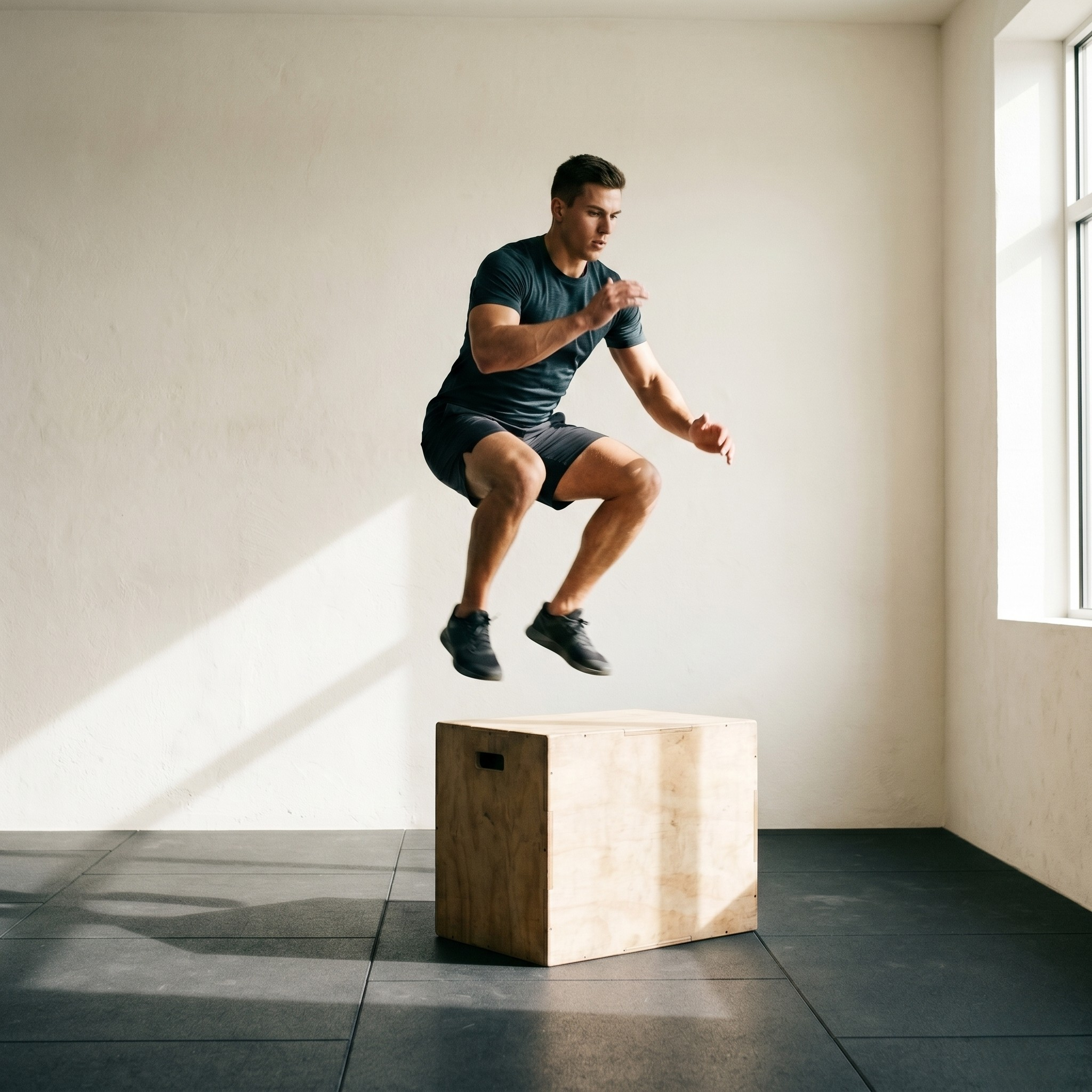 Athlete performing box jump